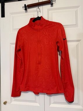 Nike Pro Women's Red Orange Quarter Zip